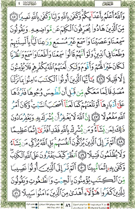 Quran page 86 — Surah An-Nisa (النساء) — Holy Quran Al-Karim